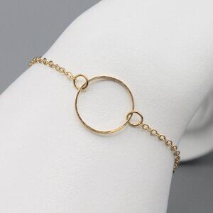 Jewelry bracelet round circle karma yellow gold tone thin minimalist new